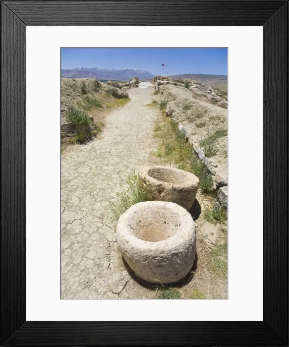 Framed Print : Turkey, Eastern Turkey, Van, Cavustepe, Lower fortress, Pots for grinding wheat Framed Print : Turkey, Eastern Turkey, Van, Cavustepe, Lower fortress, Pots for grinding wheat