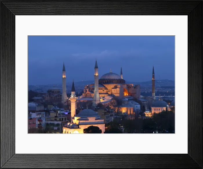 Framed Print : Turkey, Istanbul, Night View of Hagia Sophia