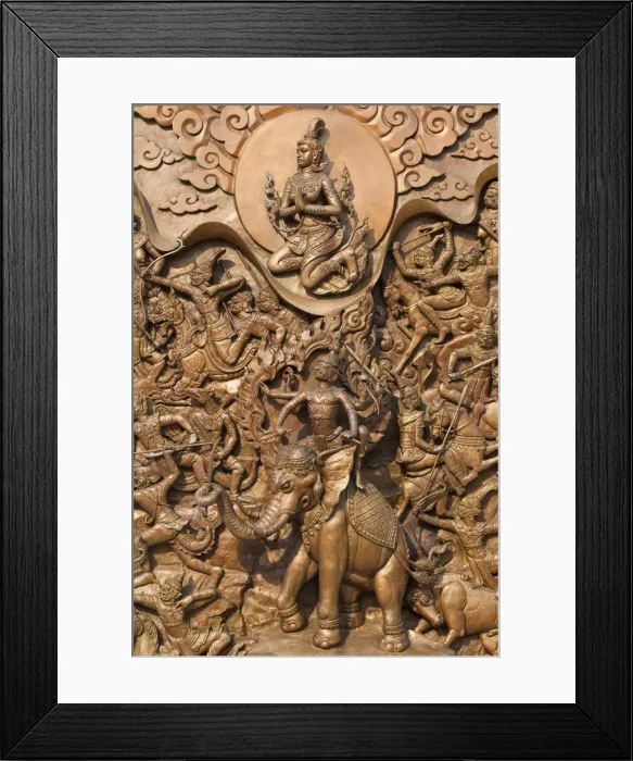 Framed Print : Thailand, Bangkok, Wat Traimit, Fresco Detail Framed Print : Thailand, Bangkok, Wat Traimit, Fresco Detail