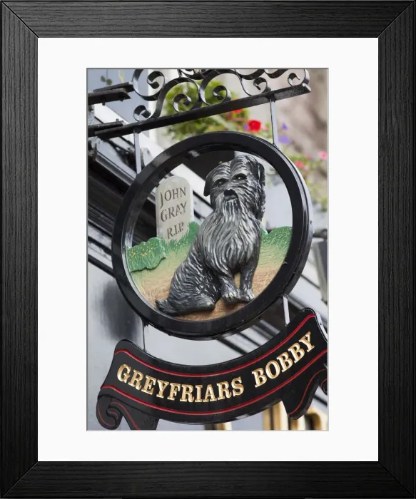 Framed Print : Scotland, Edinburgh, Greyfriars Bobby Pub Sign Framed Print : Scotland, Edinburgh, Greyfriars Bobby Pub Sign