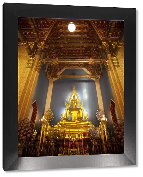Thailand, Bangkok, Wat Benchamabophit, Buddha Statue in the Marble Temple