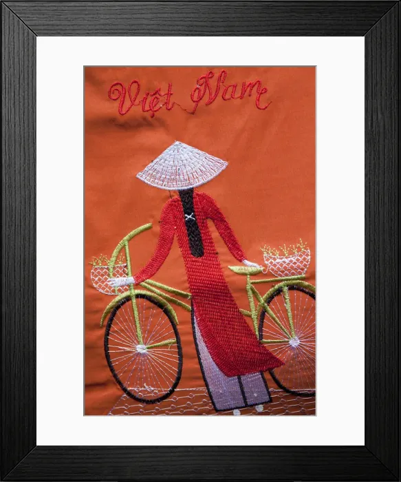 Framed Print : Vietnam, Ho Chi Minh City, Artwork on Souvenir Handbag Framed Print : Vietnam, Ho Chi Minh City, Artwork on Souvenir Handbag