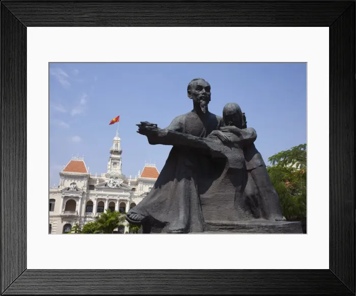 Framed Print : Vietnam, Ho Chi Minh City, Ho Chi Minh Statue and City Hall Framed Print : Vietnam, Ho Chi Minh City, Ho Chi Minh Statue and City Hall