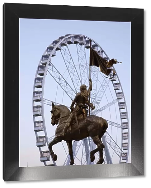 France, Paris, Place des Pyramides, Statue of Joan of Arc and Carousel