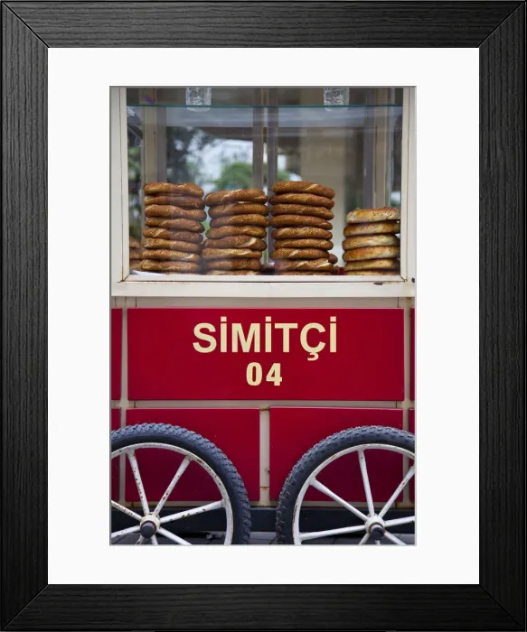 Framed Print : Vendor selling bread rools on red Trolley with Beyoglu area, Istanbul, Turkey Framed Print : Vendor selling bread rools on red Trolley with Beyoglu area, Istanbul, Turkey