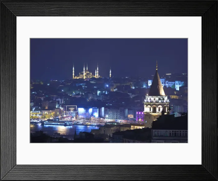 Framed Print : Galata Tower & Blue Mosque (Sultan Ahmet Camii), Sultanahmet, Istanbul, Turkey Framed Print : Galata Tower & Blue Mosque (Sultan Ahmet Camii), Sultanahmet, Istanbul, Turkey