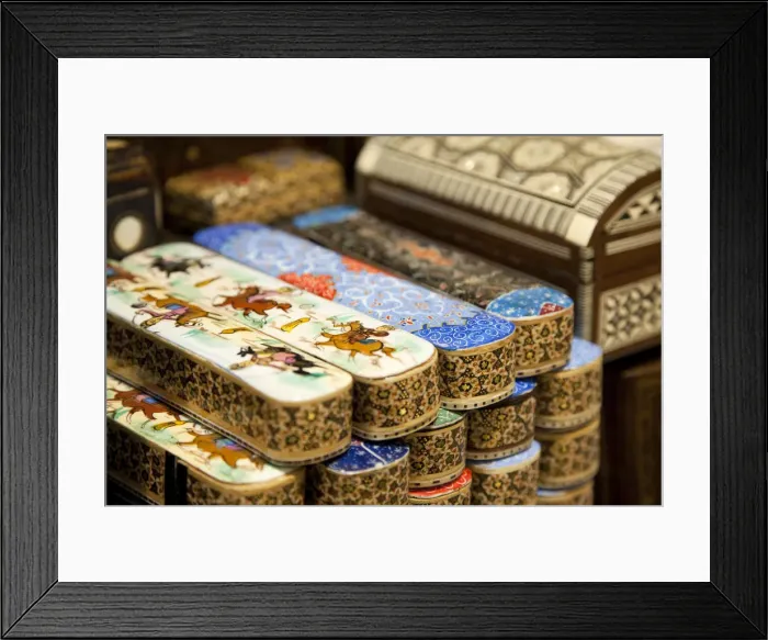 Framed Print : Laquered wooden pencil boxes, Grand Bazaar, Istanbul, Turkey Framed Print : Laquered wooden pencil boxes, Grand Bazaar, Istanbul, Turkey