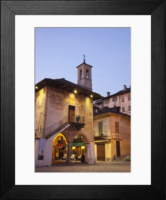 Framed Print : Italy, Piedmont, Lake Orta, Orta Town, Piazza Mario Motta