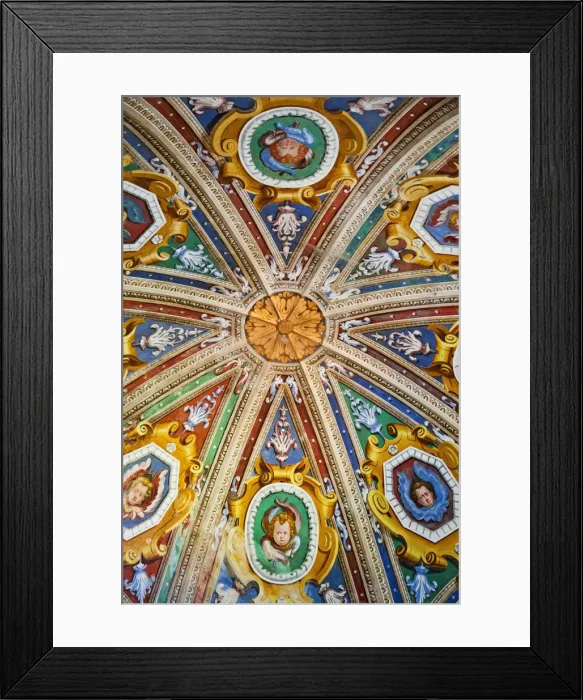 Framed Print : Italy, Piedmont, Lake Orta, Orta, Sacro Monti di San Francesco, Chapel 1, Ceiling Framed Print : Italy, Piedmont, Lake Orta, Orta, Sacro Monti di San Francesco, Chapel 1, Ceiling