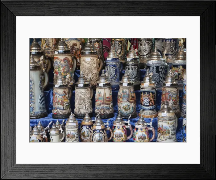 Framed Print : Germany, Bavaria, Munich, Souvenir Beer Steins Framed Print : Germany, Bavaria, Munich, Souvenir Beer Steins