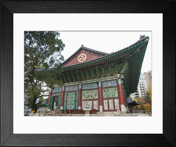 Framed Print : South Korea, Seoul, Jogyesa Temple, Daeungjeon or Hall of the Great Hero with Panels
