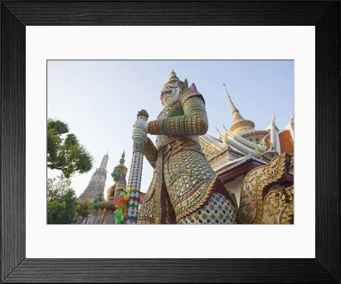Framed Print : Thailand, Bangkok, Wat Arun, Statue at the Temple of Dawn
