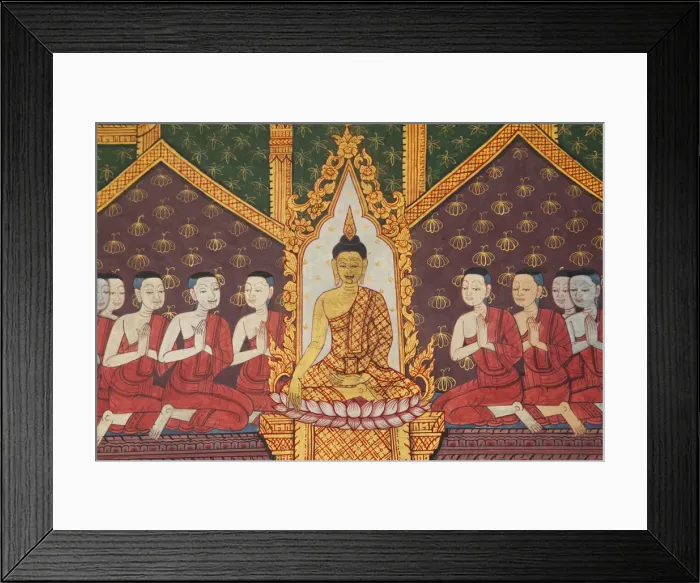 Framed Print : Thailand, Bangkok, Wat Poh, Wall Murals in the Hall of the Reclining Buddha Framed Print : Thailand, Bangkok, Wat Poh, Wall Murals in the Hall of the Reclining Buddha