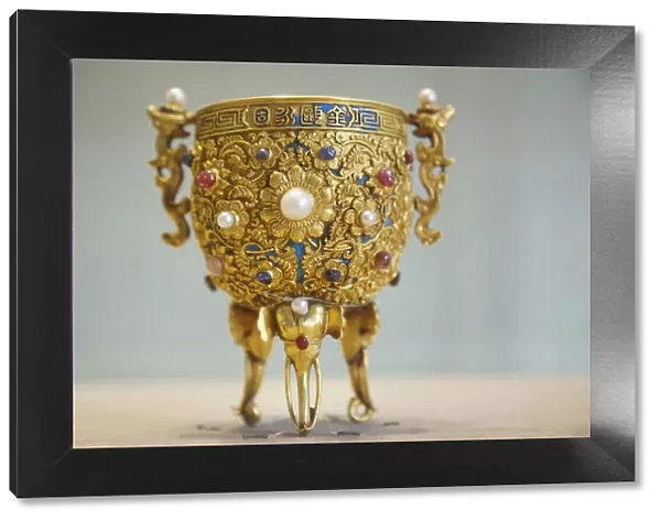 China, Beijing, Palace Museum or Forbidden City, Gallery of Treasures, Gold Cup marked