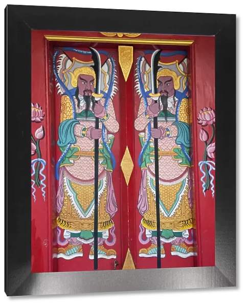 Thailand, Bangkok, Chinatown, Wat Pratumkhongkha, Chinese Temple Doorway Guardians
