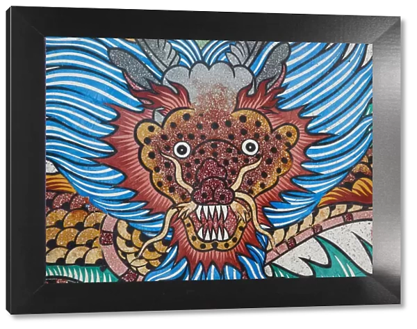 Thailand, Bangkok, Chinatown, Chinese Temple, Artwork Depicting Dragon