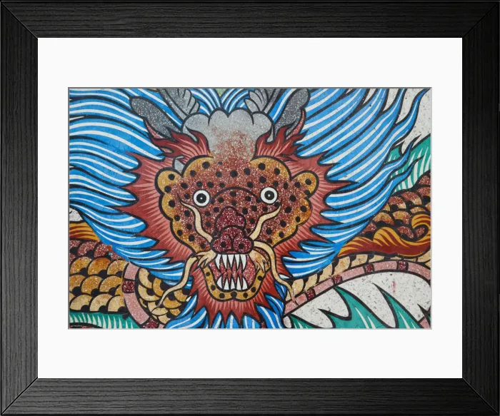 Framed Print : Thailand, Bangkok, Chinatown, Chinese Temple, Artwork Depicting Dragon Framed Print : Thailand, Bangkok, Chinatown, Chinese Temple, Artwork Depicting Dragon