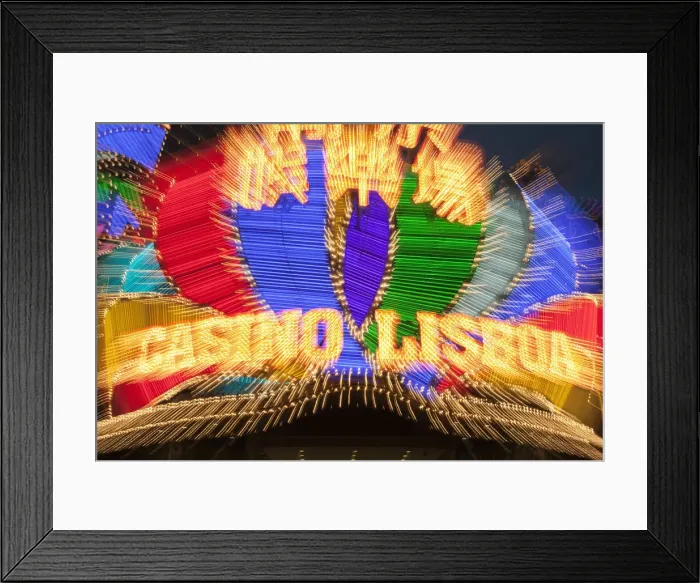 Framed Print : China, Macau, Casino Lisboa Neon Sign
