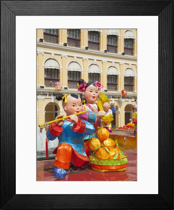 Framed Print : China, Macau, Senado Square with Display of Chinese New Year Decorations Framed Print : China, Macau, Senado Square with Display of Chinese New Year Decorations