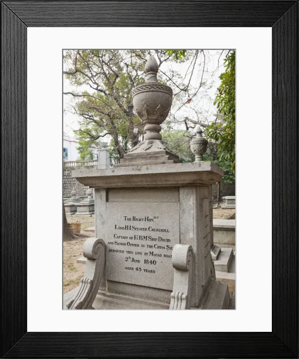 Framed Print : China, Macau, Protestant Cemetery, Tombstone of Lord H. I. Spencer Churchill Framed Print : China, Macau, Protestant Cemetery, Tombstone of Lord H. I. Spencer Churchill