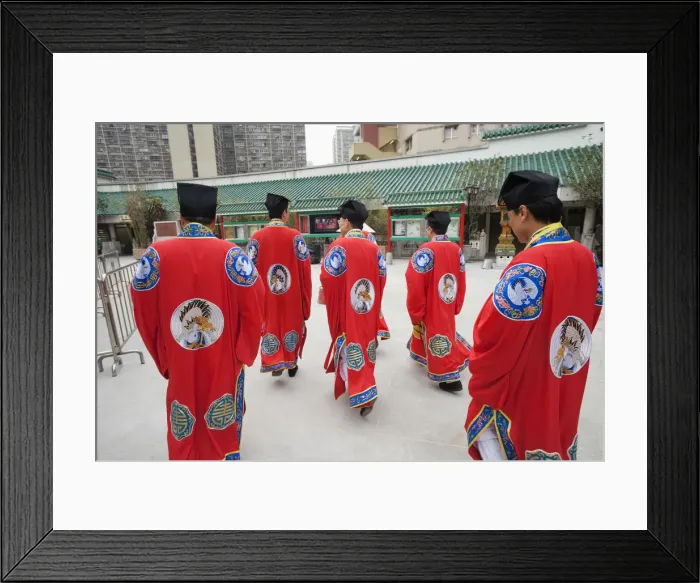 Framed Print : China, Hong Kong, Kowloon, Wong Tai Sin, Wong Tai Sin Temple, Taoist Priests in Ceremonial Framed Print : China, Hong Kong, Kowloon, Wong Tai Sin, Wong Tai Sin Temple, Taoist Priests in Ceremonial