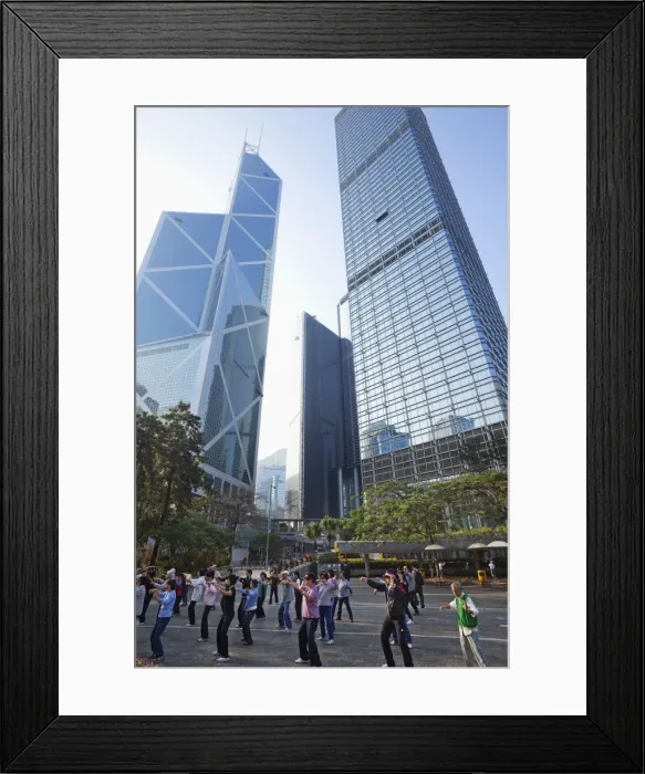 Framed Print : China, Hong Kong, Central, People doing Tai Chi Exercise