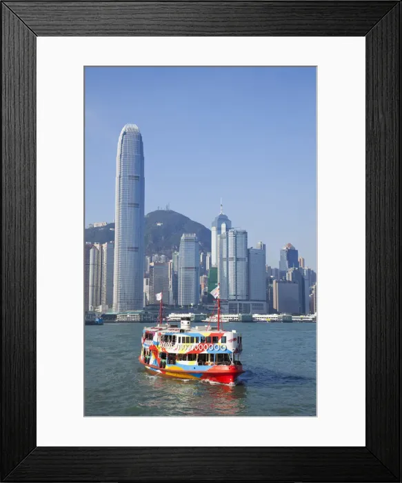 Framed Print : China, Hong Kong, Star Ferry and City Skyline Framed Print : China, Hong Kong, Star Ferry and City Skyline