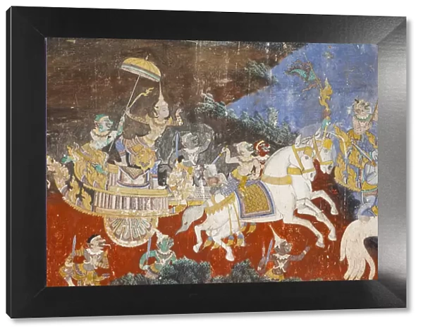 Cambodia, Phnom Penh, The Royal Palace, Ramayana Wall Frescoes in the Compound of