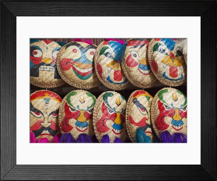 Framed Print : Vietnam, Hanoi, Souvenir Painted Wickerwork Baskets