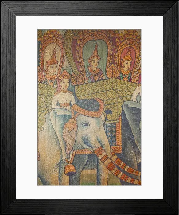 Framed Print : Cambodia, Phnom Penh, Wat Phnom, Wall Mural depicting Life of Buddha Framed Print : Cambodia, Phnom Penh, Wat Phnom, Wall Mural depicting Life of Buddha