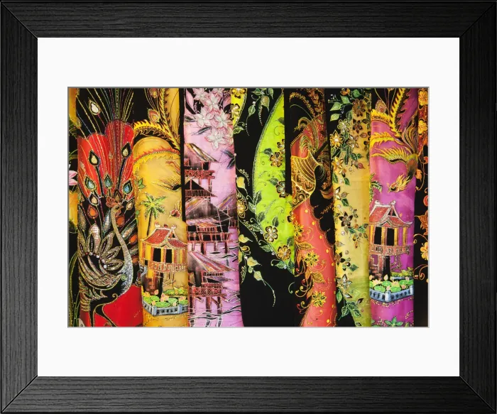 Framed Print : Vietnam, Hanoi, Dong Xuan Market, Material and Fabric Shop Display Framed Print : Vietnam, Hanoi, Dong Xuan Market, Material and Fabric Shop Display