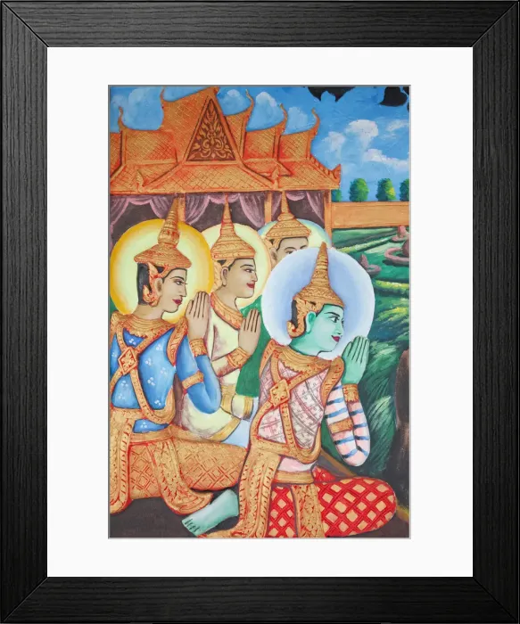 Framed Print : Cambodia, Siem Reap, Preah Prohmrath Monastery, Wall Murals depicting Buddhist Devotees Framed Print : Cambodia, Siem Reap, Preah Prohmrath Monastery, Wall Murals depicting Buddhist Devotees