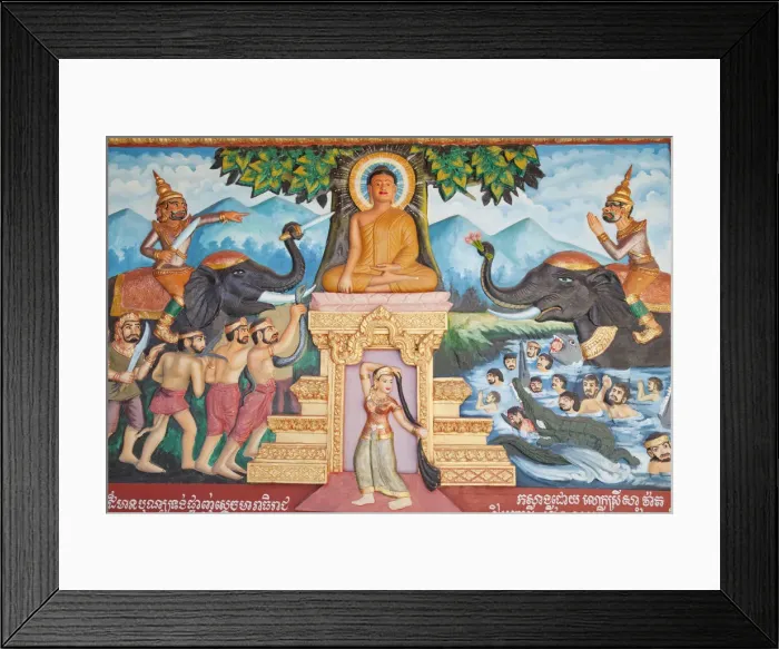 Framed Print : Cambodia, Siem Reap, Preah Prohmrath Monastery, Wall Murals depicting the Teachings Framed Print : Cambodia, Siem Reap, Preah Prohmrath Monastery, Wall Murals depicting the Teachings
