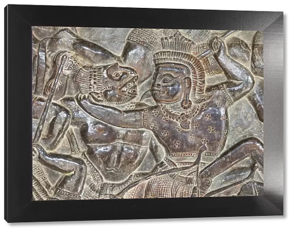 Cambodia, Siem Reap, Angkor Wat, The Bas Relief Galleries depicting Scenes from The