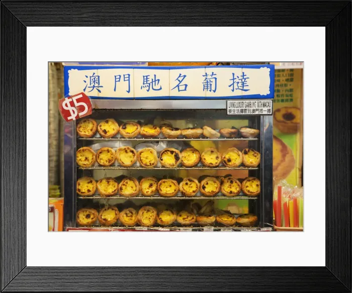 Framed Print : China, Macau, Display of Portugese Egg Tarts Framed Print : China, Macau, Display of Portugese Egg Tarts