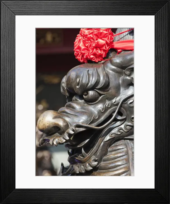 Framed Print : China, Hong Kong, Kowloon, Wong Tai Sin, Wong Tai Sin Temple, Bronze Dragon Statue Framed Print : China, Hong Kong, Kowloon, Wong Tai Sin, Wong Tai Sin Temple, Bronze Dragon Statue