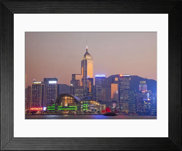 Framed Print : China, Hong Kong, Wanchai area Skyline Framed Print : China, Hong Kong, Wanchai area Skyline