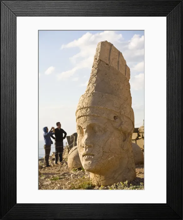Framed Print : Turkey, Eastern Turkey, Adiyaman, Nemrut Dagi National Park, West Terrace, The colossal Framed Print : Turkey, Eastern Turkey, Adiyaman, Nemrut Dagi National Park, West Terrace, The colossal