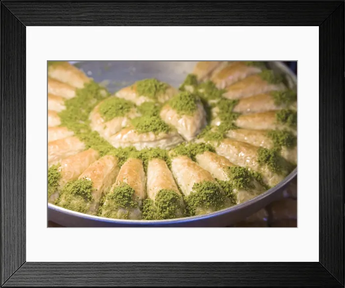Framed Print : Turkey, Eastern Turkey, Sanliurfa (Urfa), Patisserie, Pistachio Baklava Framed Print : Turkey, Eastern Turkey, Sanliurfa (Urfa), Patisserie, Pistachio Baklava