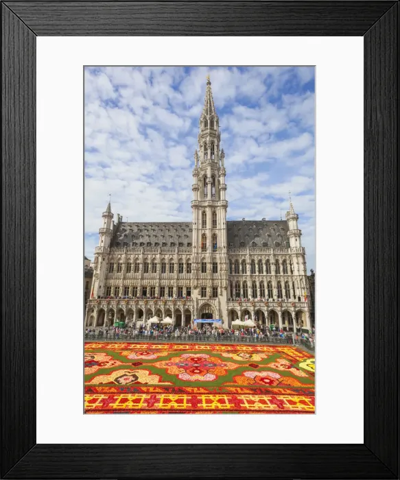 Framed Print : Belgium, Brussels, Grand Place, Flower Carpet Festival and The Town Hall Framed Print : Belgium, Brussels, Grand Place, Flower Carpet Festival and The Town Hall
