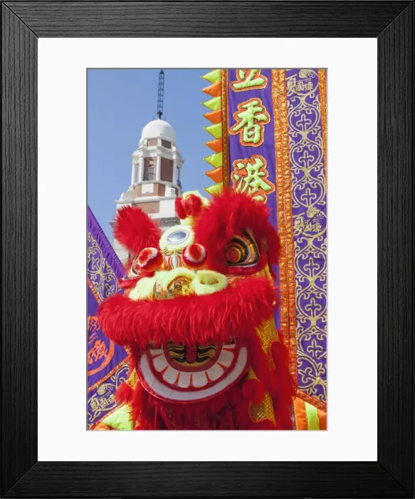 Framed Print : China, Hong Kong, Chinese Lion Dance Costume Framed Print : China, Hong Kong, Chinese Lion Dance Costume
