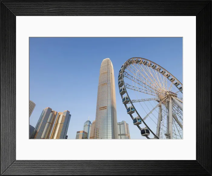Framed Print : China, Hong Kong, Central, Hong Kong Observation Wheel and The International Finance