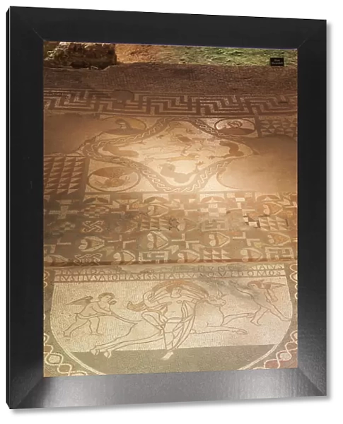 England, Kent, Lullingstone Roman Villa, Detail of Mosaic Flooring Showing The Roman