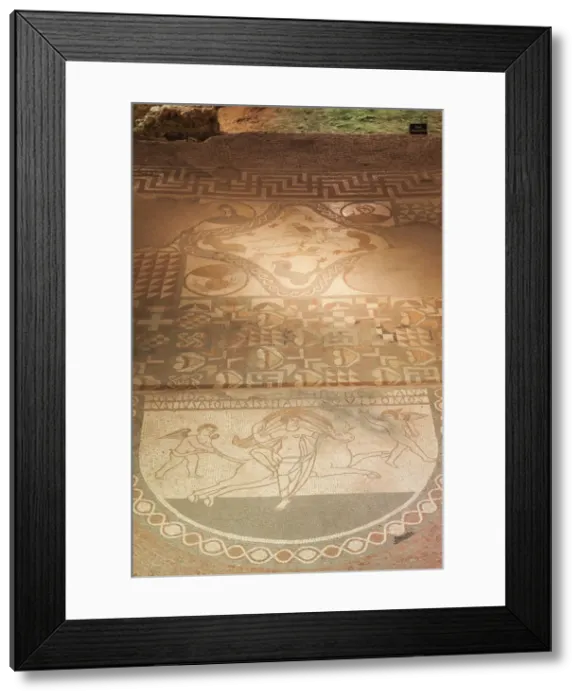 Framed Print : England, Kent, Lullingstone Roman Villa, Detail of Mosaic Flooring Showing The Roman Framed Print : England, Kent, Lullingstone Roman Villa, Detail of Mosaic Flooring Showing The Roman