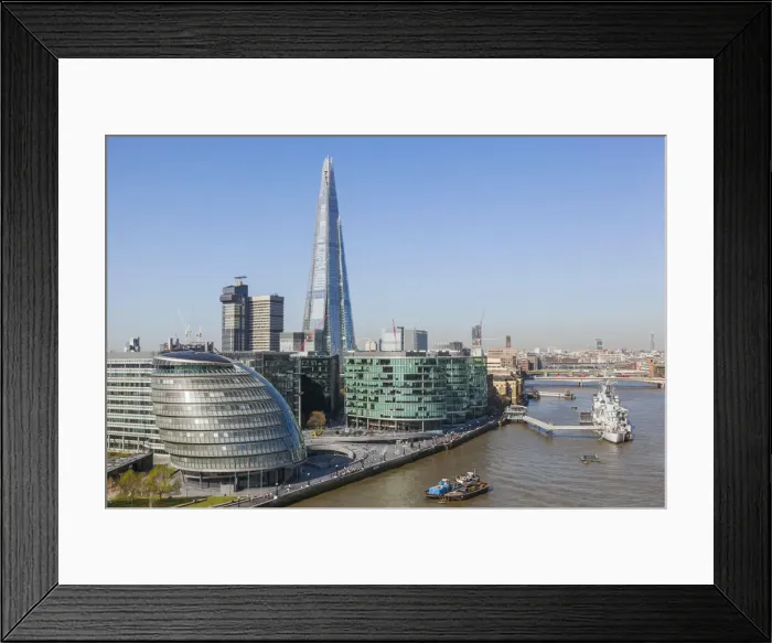 Framed Print : England, London, View of Southwark Skyline from Tower Bridge Walkway