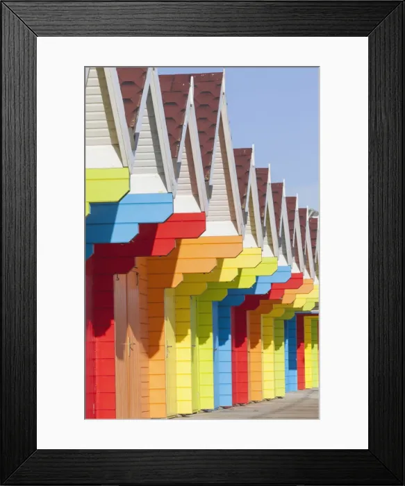 Framed Print : England, Yorkshire, Scarborough, Colourful Beach Huts Framed Print : England, Yorkshire, Scarborough, Colourful Beach Huts