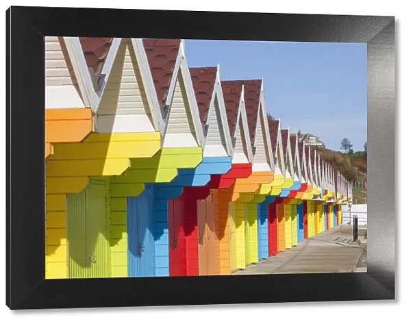 England, Yorkshire, Scarborough, Colourful Beach Huts