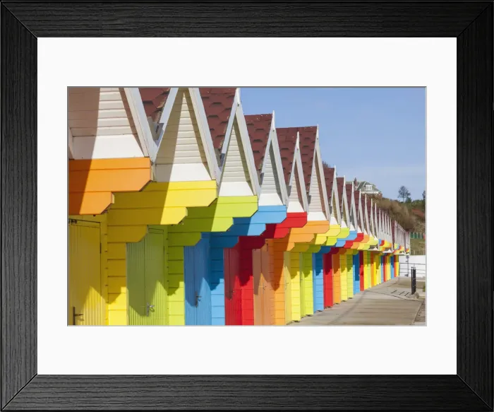 Framed Print : England, Yorkshire, Scarborough, Colourful Beach Huts Framed Print : England, Yorkshire, Scarborough, Colourful Beach Huts