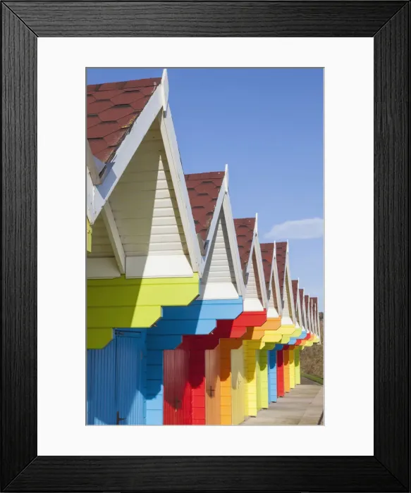 Framed Print : England, Yorkshire, Scarborough, Colourful Beach Huts Framed Print : England, Yorkshire, Scarborough, Colourful Beach Huts