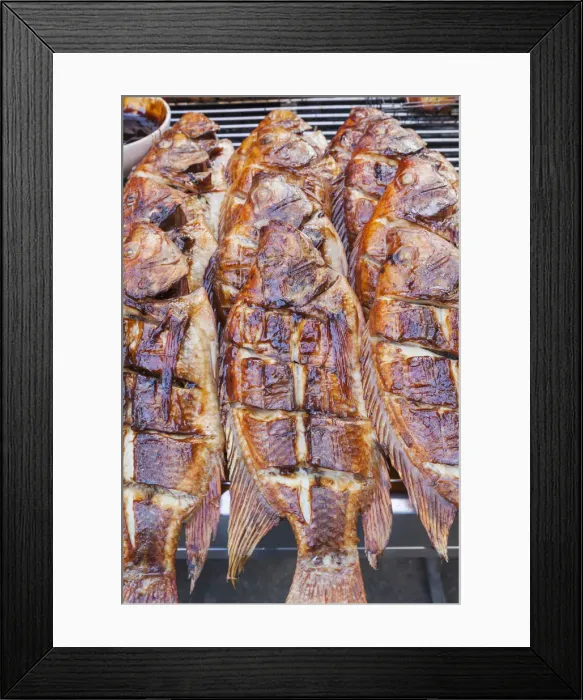 Framed Print : Thailand, Bangkok, Khaosan Road, Thai Style Barbequed Seafood Framed Print : Thailand, Bangkok, Khaosan Road, Thai Style Barbequed Seafood